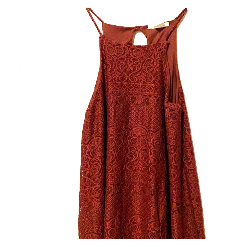 burgundy pattern dress